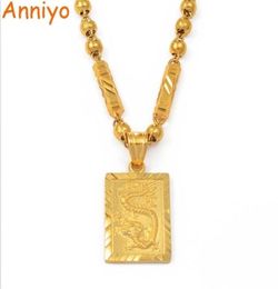 Anniyo Men039s Dragon Pendant and Ball Beads Chain Necklaces Gold Color Jewelry for Father or Husband039s Gift 006809P 20103219986