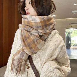 Scarves Winter Women's Cashmere Blended Scarf Warm Long Soft Plaid Shawl Korea Fashion Joker Clothing Accessories