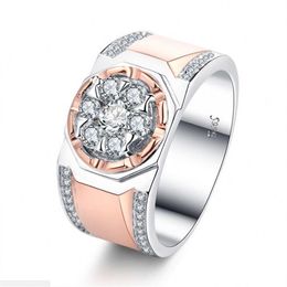 Victoria Wieck Handmade Fashion Jewelry 925 Sterling Silver&Rose Gold Fill Separate Color White Topaz CZ Diamond Party Male Band R212v