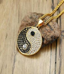Pendant Necklaces Yin Yang Men Necklace Round Charm Black And White Set Of 2 Out Choker Hop Rock Jewelry182675281513585