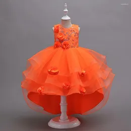 Girl Dresses Girls Dress Train Princess Flower Catwalk Host Piano Ensemble Pompadour Evening Lace Summer Clothes