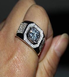 Fine Victoria Wieck Vintage Jewelry 10kt white gold filled Topaz Simulated Diamond Wedding Pave Band Rings men8998111