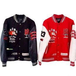 Designer Mens Jackets Fashion Brand Casual Coats Trend Brand Light Tiger Embroidered Leather Sleeve Panel Varsity Amires Jacket 680