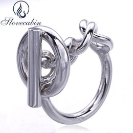 Slovecabin 2017 France Popular Jewellery 925 Sterling Silver Rope Chain Ring For Women Rotatable Lock Wedding Ring Fine Jewellery S181252S