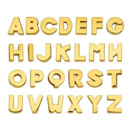 130pcs 8mm English alphabet letters A-Z gold plain slide letters DIY accessory fit pet collar&wristband keychain2752