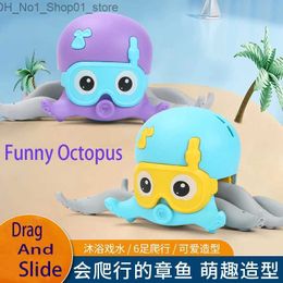 Bath Toys Cute octopus wind up toy float in water kid toys classic clockwork toys for children summer beach toy bath toy Swimming pool toy Q231212