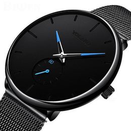 Wristwatches DONROSIN Men Casual Slim Black Mesh Steel Wrist Sport Watch Fashion Mens Watches Top Quartz Relogio Masculino2186