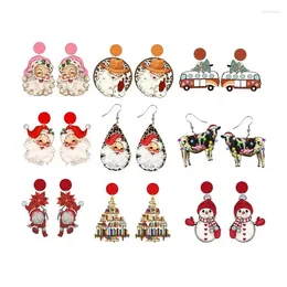 Stud Earrings Christmas Santa Claus Wooden Halloween Decoration Gift For Jewellery