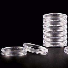 10Pcs Plastic Coin Box Display Cases Home Storage Supplies 40mm Clear Round Boxed Lightweight Coin Holder242R