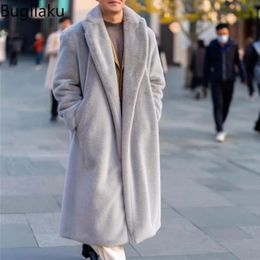 Men's Fur Faux Autumn and Winter Thickened Warm Environmentally Friendly Coat Knee Length Loose Plush Windbreaker Trend 231212