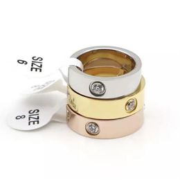 With box 4mm 5 5mm titanium steel silver gold love rings bague for mens and women wedding couple engagement lovers gift Jewellery si2826