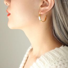 Hoop Earrings Stainless Steel For Women Texture Geometric Smooth Shiny Gold Colour Simple Ear Jewellery Gift