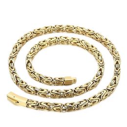 6mm 26inch Black gold silver Byzantine Chain Solid Knotted Link Necklace For Mens Gifts Stainless steel Jewelry2587