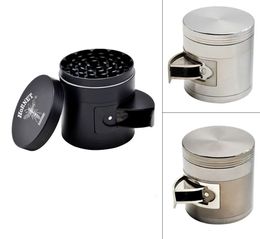 Tobacco Grinder Multi Function Zinc Alloy Metal Herb Grinders 4 Piece 63MM Sharp Teeth Spice Chromium Crusher Tray Presser Smoking Pipes Dab Rig