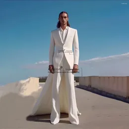 Men's Suits Unique Design Wedding For Men Peaked Lapel Groom Tuxedos 3 Pieces Set Male Blazers Slim Fit Trajes Elegante Para Hombres