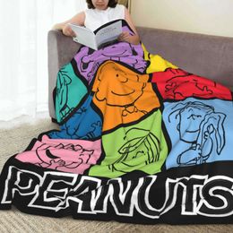 Silver Buffalo Peanuts Multicolor Character Grid Fleece Throw Blanket Super Soft Anime Pattern Throwing Blanket as a Christmas Gift for Children