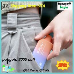 Authentic puffgogo 8000 puff E Cigarettes Kit 0% 2% 5% Mesh Coil Rechargeable Disposable Vape Pen 16ml Pre-filled Pod Carts 10 flavors Vaporizers Shipped locally in USB