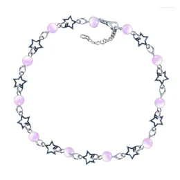 Choker Star Necklace Egirl Sweet Cool Pearls Bead Clavicle Chain Aesthetic Jewellery N2UE