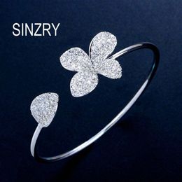 SINZRY cubic zircon cuff bangles elegant CZ bright flower bangle for women costume Jewellery accessory247Z