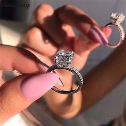 choucong Unique Promise Ring 925 sterling Silver Cushion cut 1ct Diamond Zircon cz Party Wedding Band Rings For Women Jewelry248I