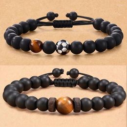 Strand 10MM Natural Tiger Eye Stone Men Bracelet Fashion Handmade Braided Macrame Bead Jewelry Friendship Gift On Hand