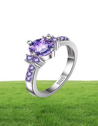 YHAMNI Real 925 Silver Ring Purple Crystal Jewellery CZ Diamond Engagement Bague Bijoux Luxury Accessories Wedding Rings For Women R7049825