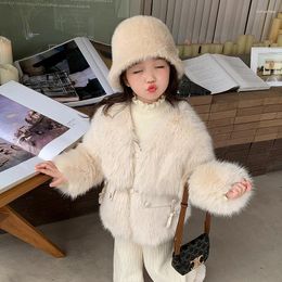 Jackets 2023 Baby Girls Fur Coats Padded Cotton Children's Winter Clothes Fluffy Kids Warm Outerwear Faux O-neck