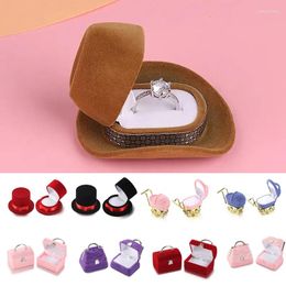 Jewellery Pouches Velvet Box Cartoon Baby Carriage Western Cowboy Hat Handbag Shape Container Wedding Ring For Display