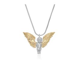 Retro Gold and Silver Angel Necklace Wing Titanium Steel Personality Soil Cool Jumping Di Accessories Street Hip Hop Sweater Chain4117045