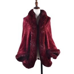 Women's Cape Winter Fashion Warm Sleeve Plush Cape Large Loose Bat Sleeve Plush Coat Cardigan Women 231211