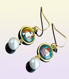 18K goldplated enamel earring for women Woman Before a Mirror Series drop earringsTop quality pearl earrings designer jewelry138563227689