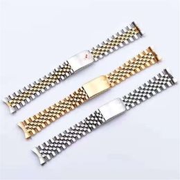 Watch Bands 19 20 21mm Two Tone Hollow Curved End Solid Screw Links Replacement Band Old Style VINTAGE Jubilee Bracelet For Dateju271i