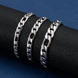 5pcs in bulk stianless steel Embossed figaro Chain NK Chain bracelet bangle 7mm 8mm 9mm 8 inch Jewellery for mens fashion gifts289C