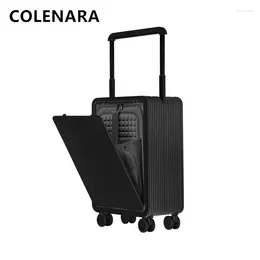 Suitcases COLENARA 20 Inch Luggage Ladies Front Opening With Laptop Boarding Case Universal Trolley Wheels Rolling Suitcase