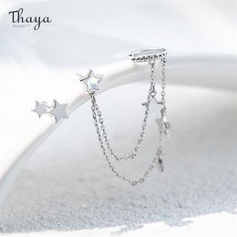 Thaya Silver Colour Star Dangle Earring For Women With Chain Light Purple Crytals Earrings High Quality Elegant Fine Jewellery 220214281M