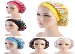 New Laser Print Satin Silk Bonnet Over sized Sleep Cap Head Covering Cap For Curly Hair Accessories dc3461419294