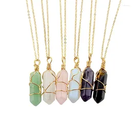 Pendant Necklaces Womens Quartz Gem Stone Natural Jewellery Necklace Pendulum Chain Brass Wire Crystal Collares For Gifts