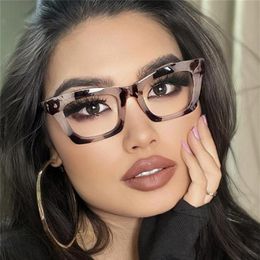 Sunglasses Trend Optical Reading Glasses Women Blue Light Filter Cat Eye Leopard Tea Vision Care Eyeglasses Farsighted Diopters 0 260h