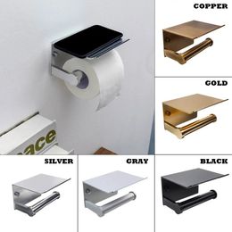 Toilet Paper Holders Bathroom Toilet Paper Holder Phone Rack Wall Mount WC Roll Paper Phone Holder With Towel Shelf Tissue Boxes Bathroom Accessories 231212