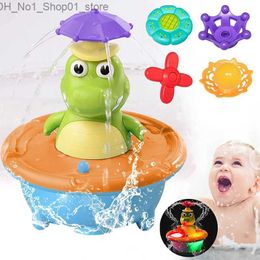 Bath Toys Fountain Crocodile Baby Bath Toys for Toddlers Spray Water Sprinkler Light Up Electric Automatic Floating Rotating Bathtub Toy Q231212