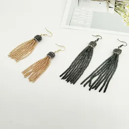 Dangle Earrings Bohemian Multi Colors Stone Black Glass Bead Tassel Rhinestone Charms Real Freshwater Pearl Stud Long For Woman