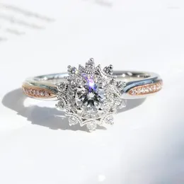 Cluster Rings Genuine 18K White Gold Color Ring For Unisex Natural Zircon Gemstone Diamond Bizuteria Wedding Anillos Mujer