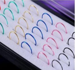 Nose Rings Studs NEW 40PCS nose ring box packaging three Colours nose ring set auger decorative accessories3483103