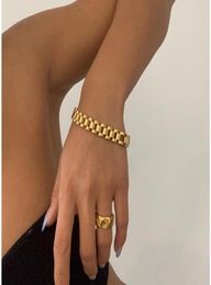 With 18 K Gold Pave Watch Strap Statement Bracelet Women Stainless Steel Jewelry Chic Gown Japan South Korea Fashion 22021826629754449318