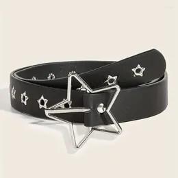 Belts Y2K Style Star Eye Rivet Belt Goth Double Pin Buckle Man/woman Fashion Casual Pu Leather Waistband For Jeans Young