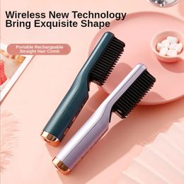 Hair Straighteners Wireless Portable Multifunctional straightener brush electric heat comb curler hair Anti-Scald Fast Heating Brush Modelling tool 231211