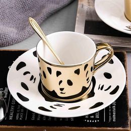 Mugs 250ML Ceramics Leopard Anamorphic Cup Mirror Reflection Tiger Zebra Mug Coffee Tea Set With CoasterMugs243c