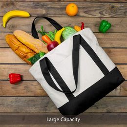 Storage Bags Economical Cotton Tote Bag Suitable For Advertising Gift. Stylish Canvas With An External Pocket Top Zipper Closure
