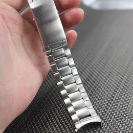 Watch Accessories 20mm 22mm Watchband Brushed Topcoat Pure Solid Stainless Steel Butterfly Buckle Strap Bracelet For Omega Watch190p