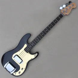 4 Strings Black Electric Bass Guitar with 20 Frets Rosewood Freboard Gold Pickguard Customizable